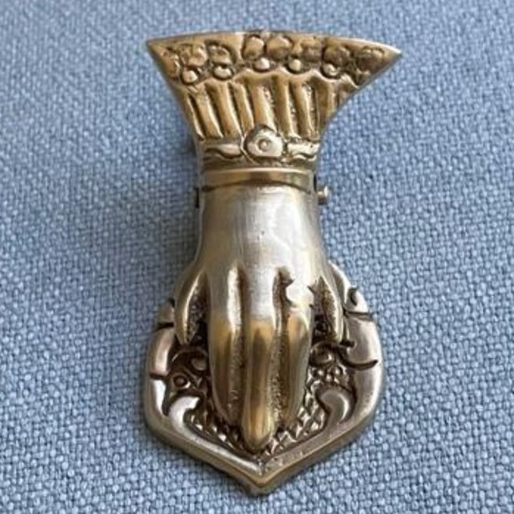 Vintage Brass Hand Clip Accents Vintage Victorian Style Solid Brass